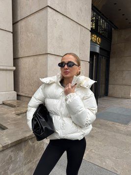 Куртка жіноча лакова пухова Tess молочна KFTESSMOL-1 фото