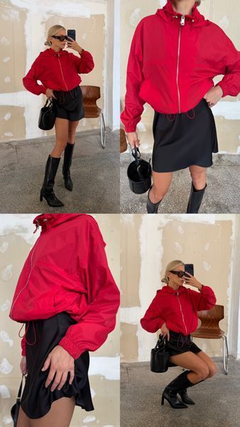 Вітровка жіноча з плащівки з капюшоном Kimber червона KIMBERRED-1 фото