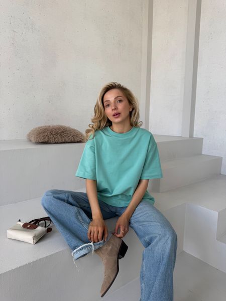 Футболка жіноча оверсайз двунитка Jemma мʼятна JEMMAMYAT-1 фото