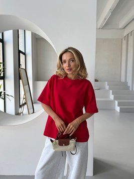 Футболка жіноча оверсайз двунитка Jemma червона JEMMARED-2 фото